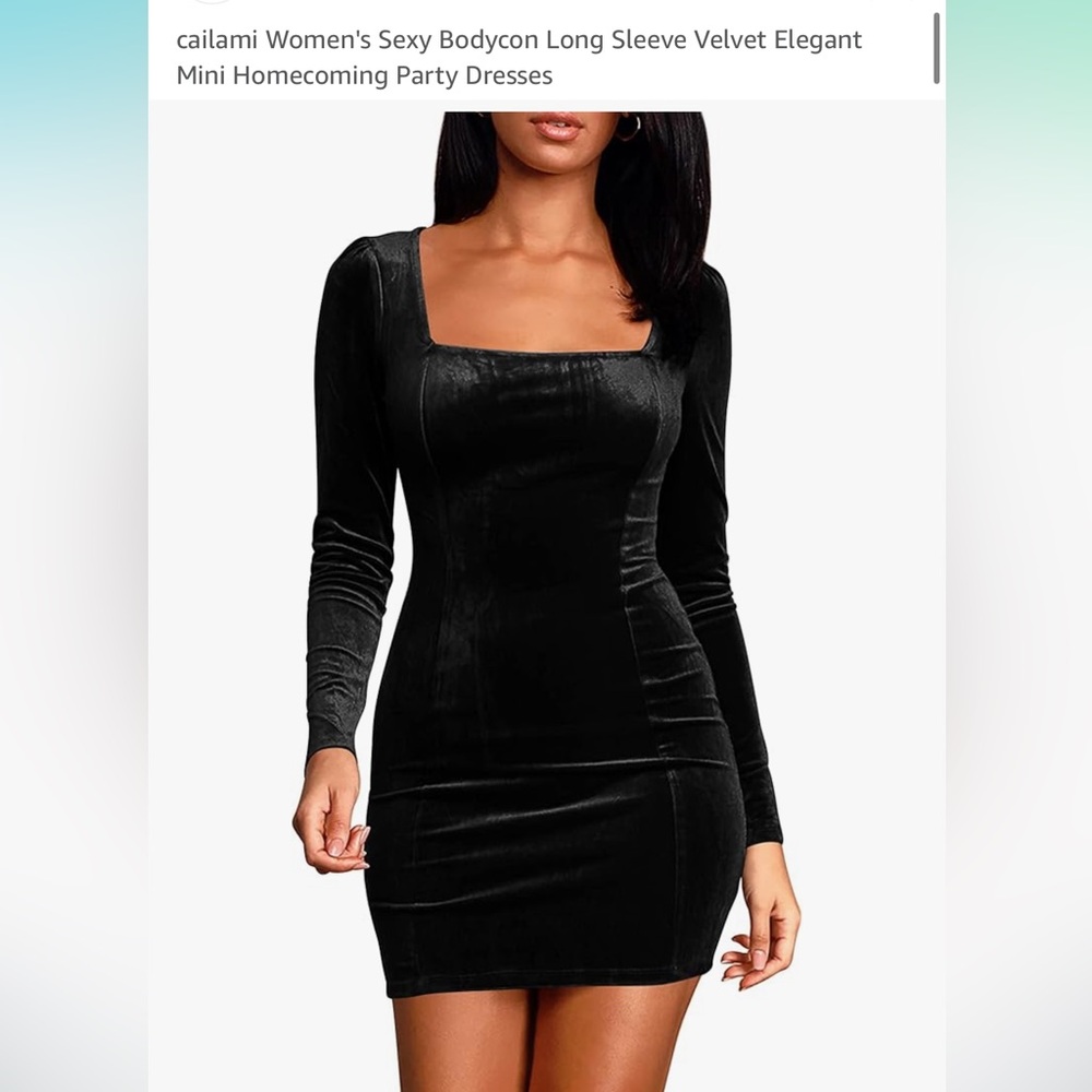 Cailimi velvet bodycon dress black size medium /large